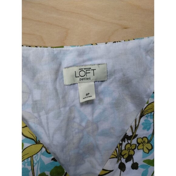 Ann Taylor LOFT Womens Petite Sleeveless V-Neck Floral Top 8P Green - Picture 11 of 11